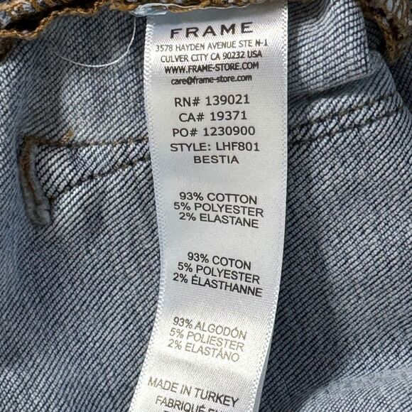 Frame Denim Le High Flare High Waist Raw Hem Flare Leg Jeans Sz 26 - Picture 9 of 9